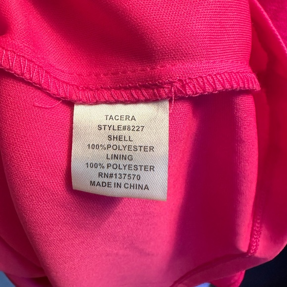 Fuchsia Off the Shoulder Dress with Spaghetti Strap and Sheer Layer - Picture 7 of 8